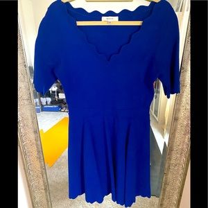Milly Cobalt Scallop Hem Mini Dress